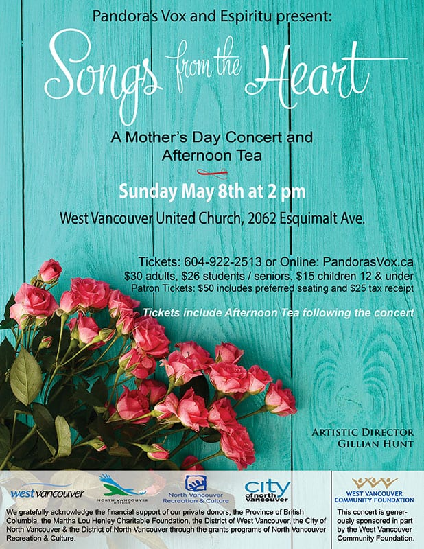 Pandora’s Vox & Espiritu Vocal Ensembles perform “Songs from the Heart” at the West Vancouver United Church