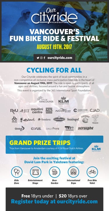 Our Cityride Vancouver at David Lam Park