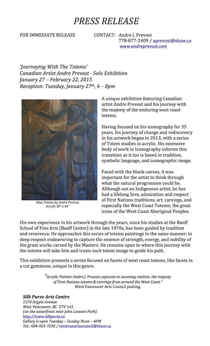 Journeying With The Totems Solo Exhibition at the Silk Purse Arts Centre