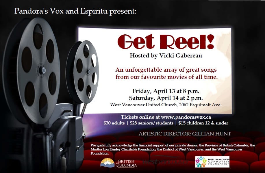 Get Reel! presented by Pandora’s Vox & Espiritu Vocal Ensembles at the West Vancouver United Church