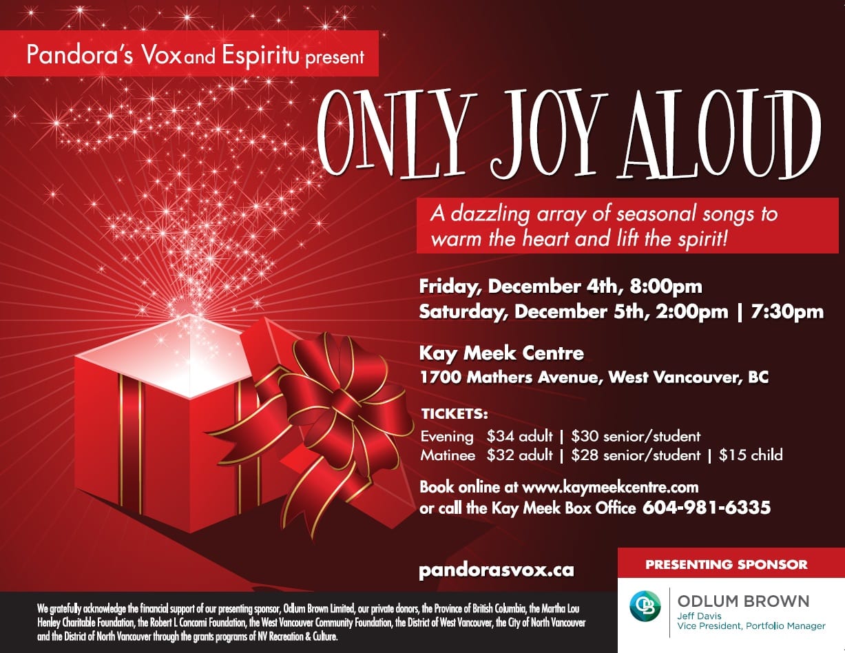 Only Joy Aloud – Christmas Songs at the Kay Meek Centre West Vancouver
