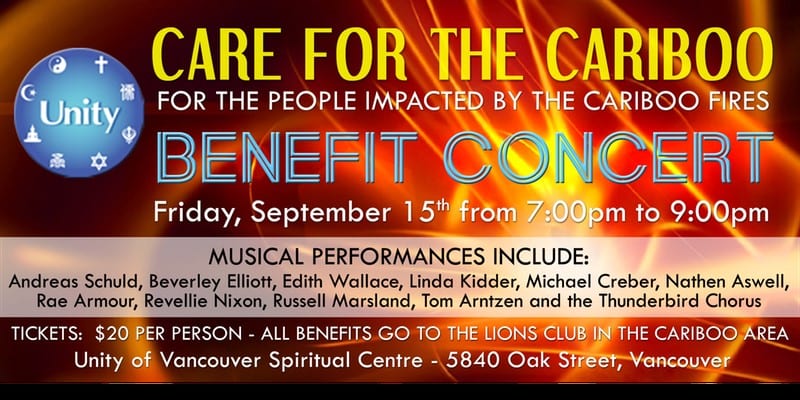 Care For The Cariboo Benefit Concert at the Unity of Vancouver Spiritual Centre
